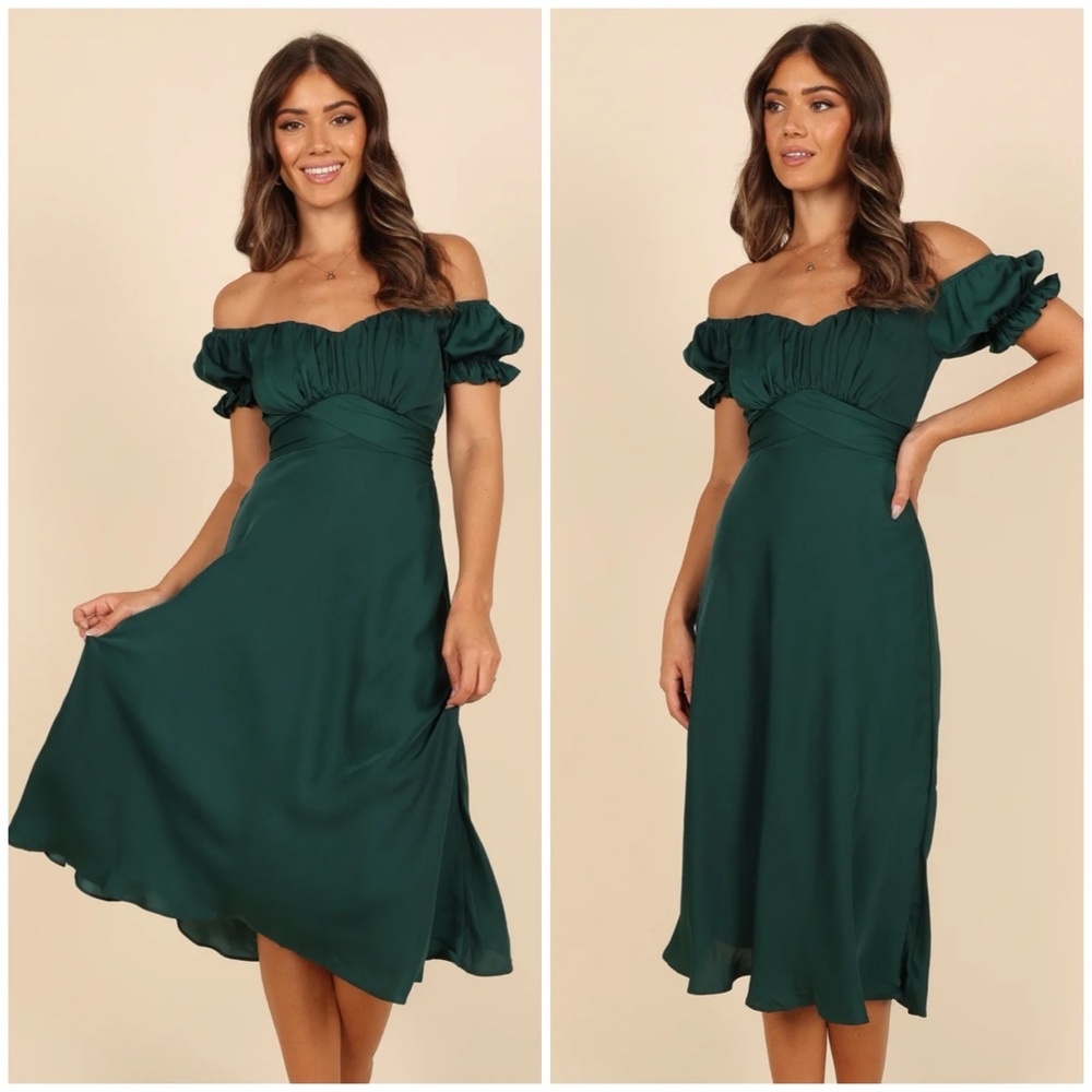 Petal And Pup Mickenna Sweetheart Frill Midi Dress in Emerald Green
